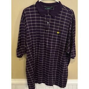 Bobby Jones Mens XXL Masters Golf Logo Tournament Purple Plaid Polo Short Sleeve